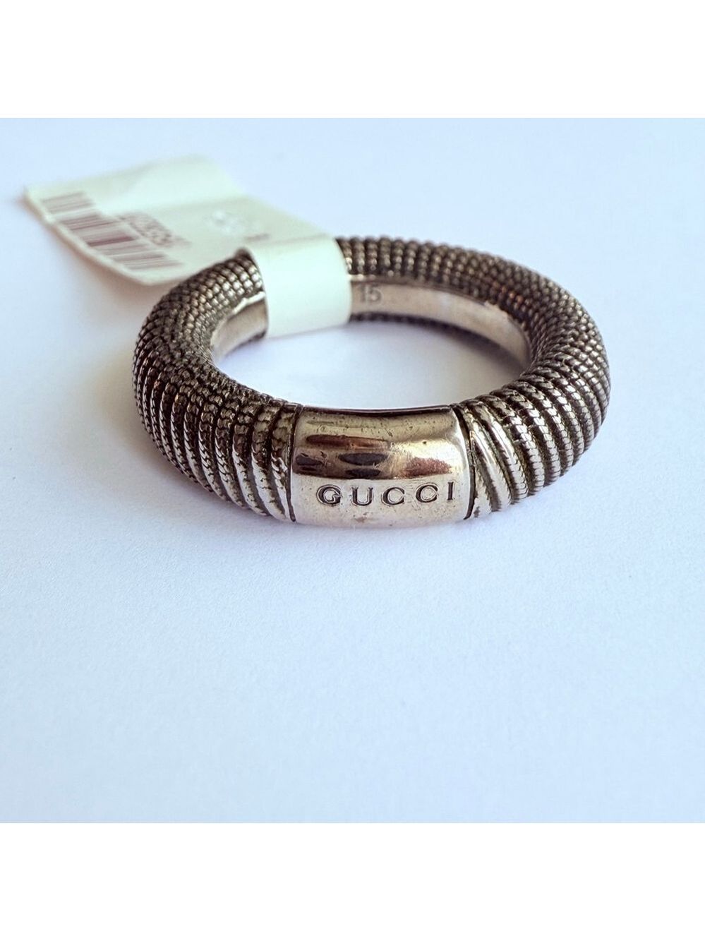 Gucci Scale Rivet Palladium Sterling Silver 925 Unisex Ring Size 7 NWT RARE - Picture 1 of 8